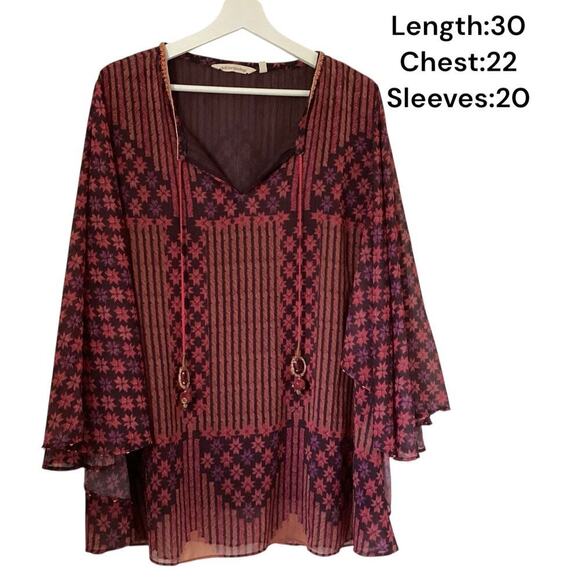 Soft Surroundings Style 2DR77 Boho Poncho Beaded Top L - Picture 4 of 6